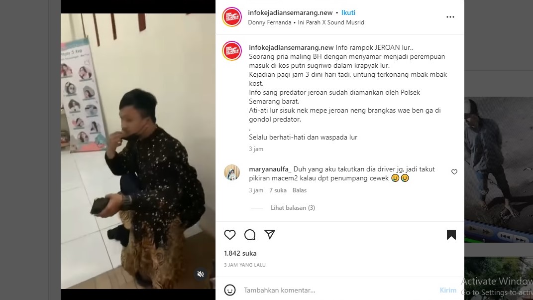 Pria Diduga Oknum Ojol Ketahuan Mencuri BH Di Semarang Menyamar Jadi