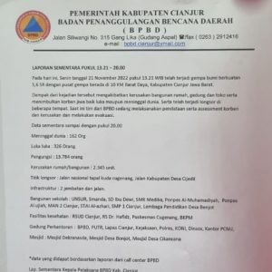 info terbaru Gempa Cianjur