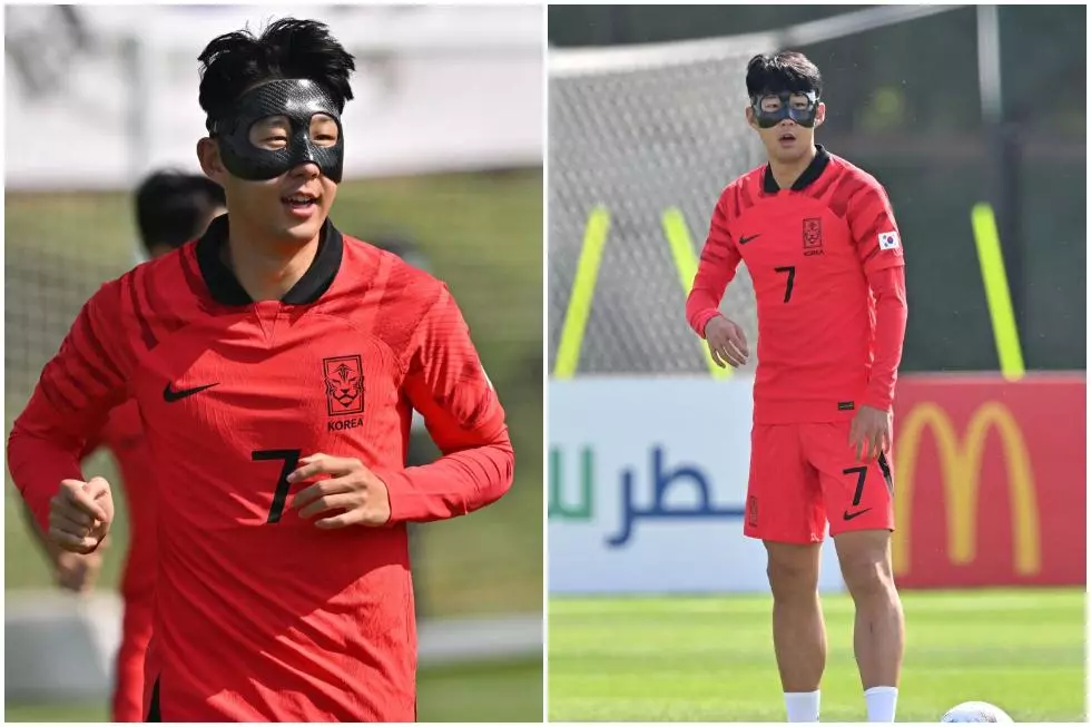 Son Heung Min pakai pelindung mata di Qatar