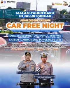 Jadwal car free night di kawasan Puncak Bogor