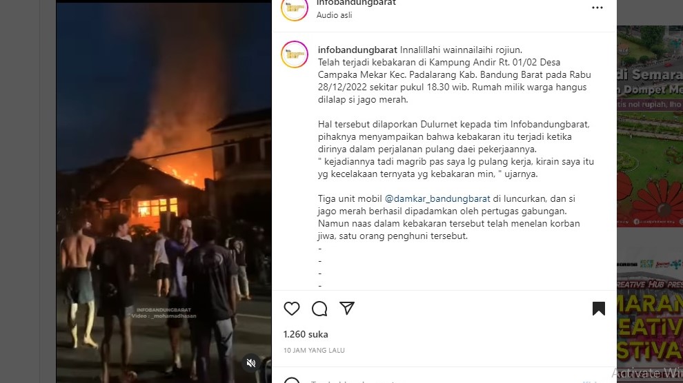 kebakaran rumah di Padalarang Bandung Barat