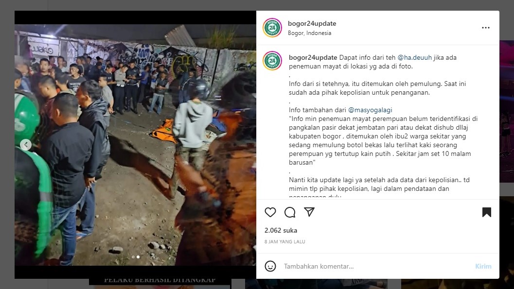 Penemuan Mayat Wanita Di Bogor, Ditemukan Oleh Pemulung Tertutup Kain ...