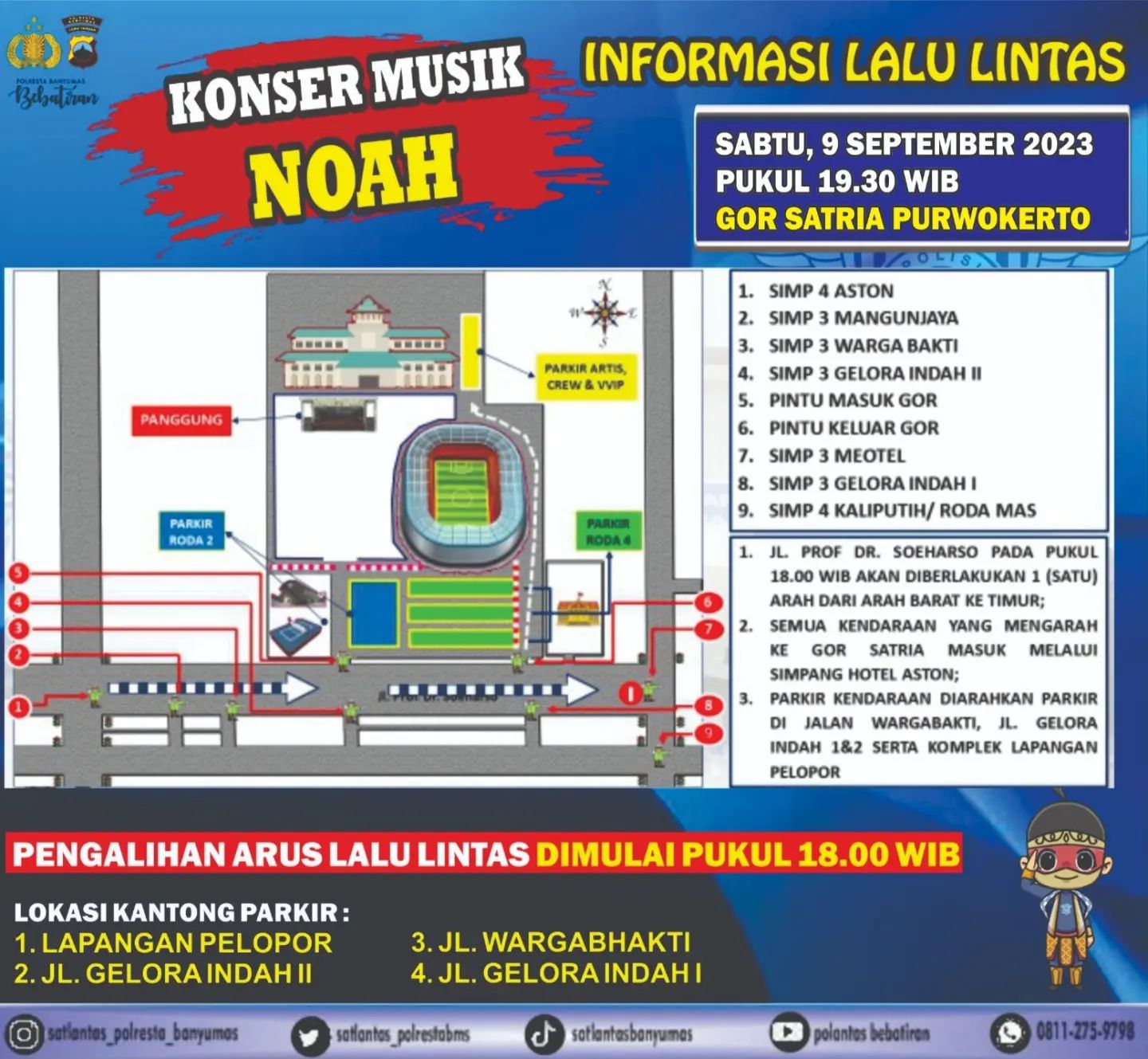 Penutupan Jalan Purwokerto 2023, Imbas Konser Musik NOAH dalam Acara Flame Fest 