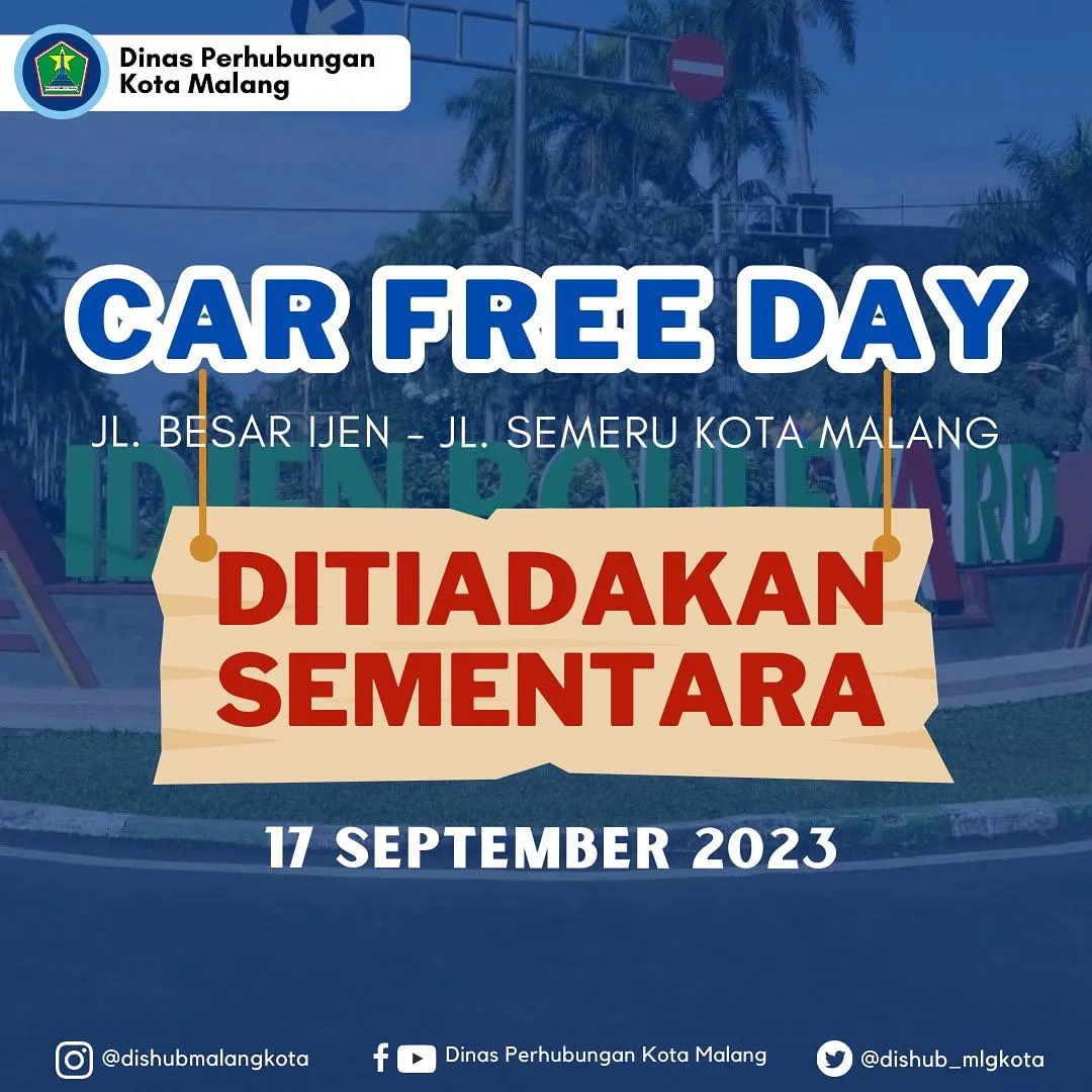 Kegiatan Car Free Day Malang Tutup Sementara, Imbas Acara PITULASAN 16 September 2023