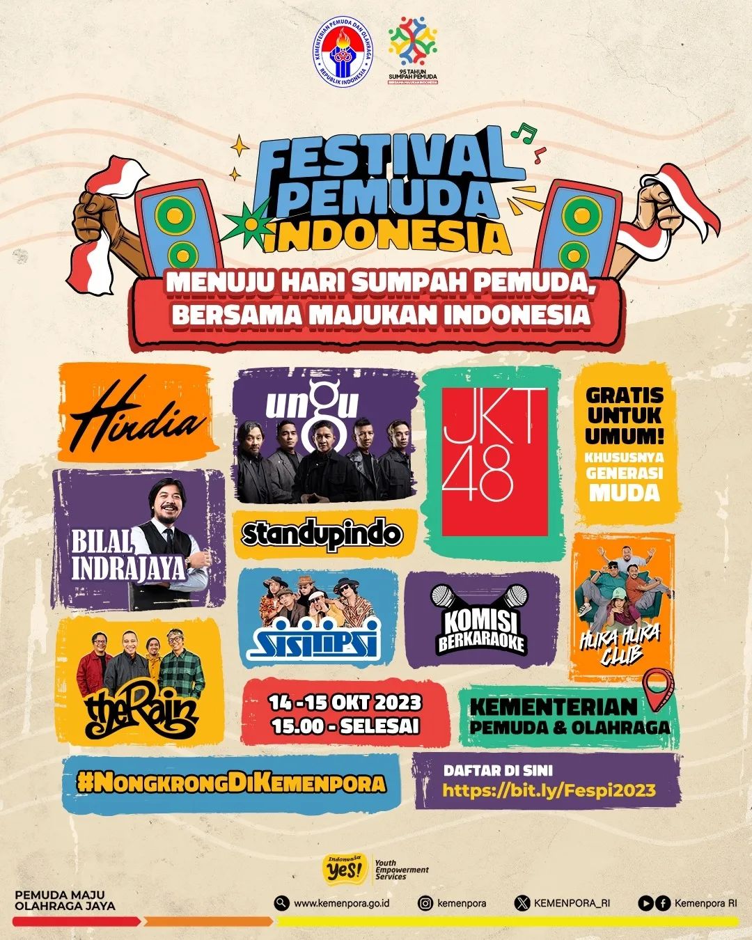 Line Up dan Jadwal Festival Pemuda Indonesia 2023, Menghadirkan JKT48 Hingga Band Ungu Gratis!