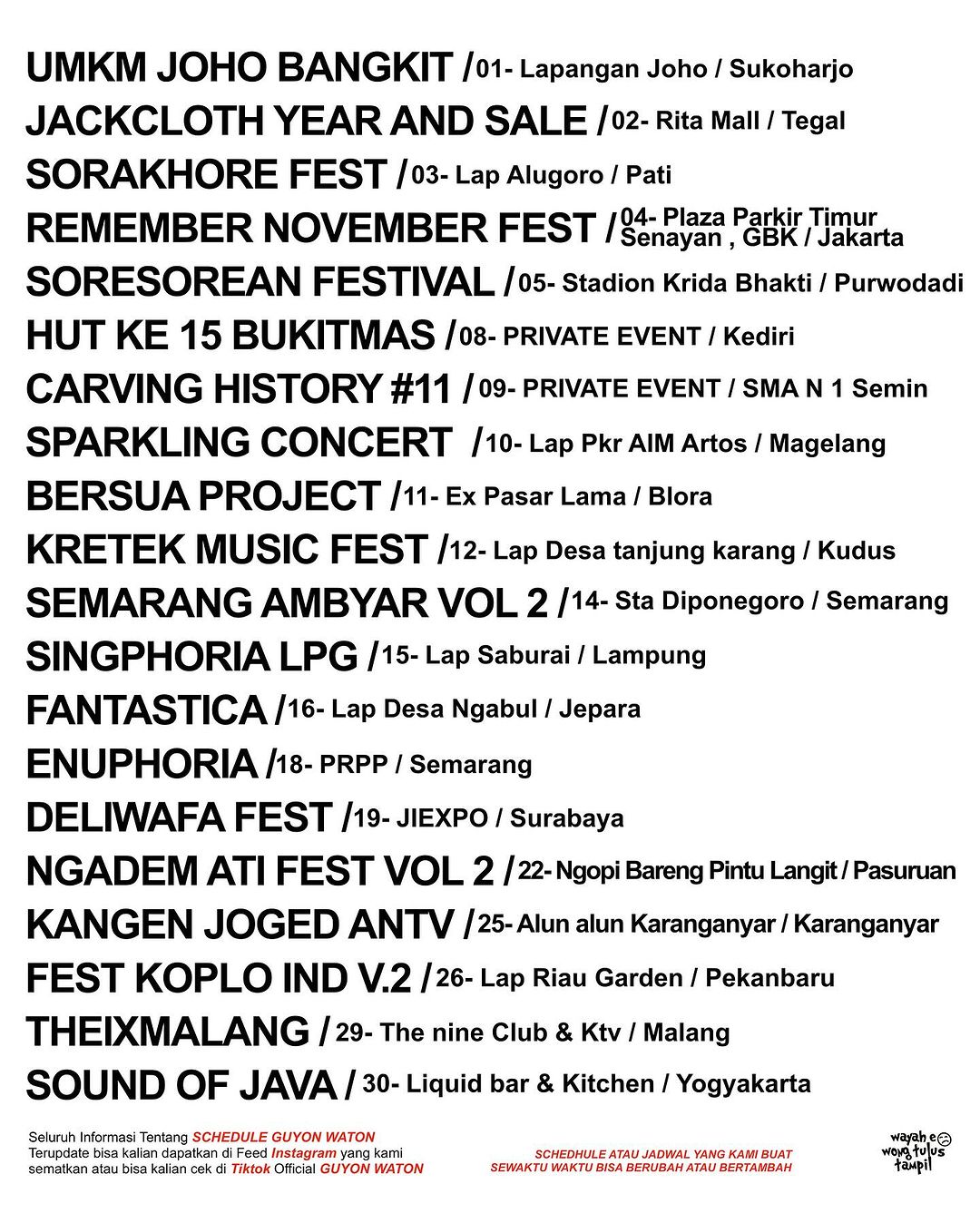 Jadwal Lengkap Konser Guyon Waton November 2023 di 20 Kota, Siap-Siap Ambyar Bareng