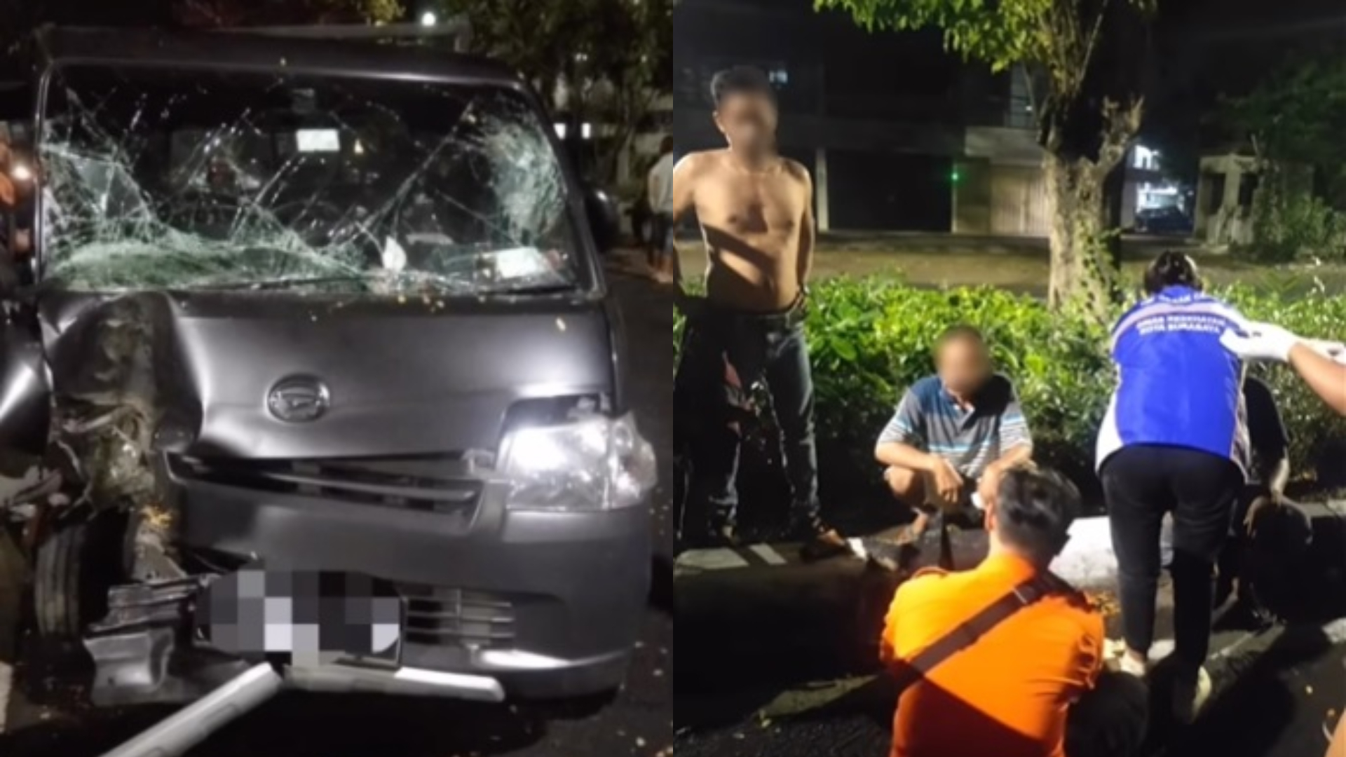 Kecelakaan Di Jalan Raya Tenggilis Surabaya Mobil Pick Up Ringsek