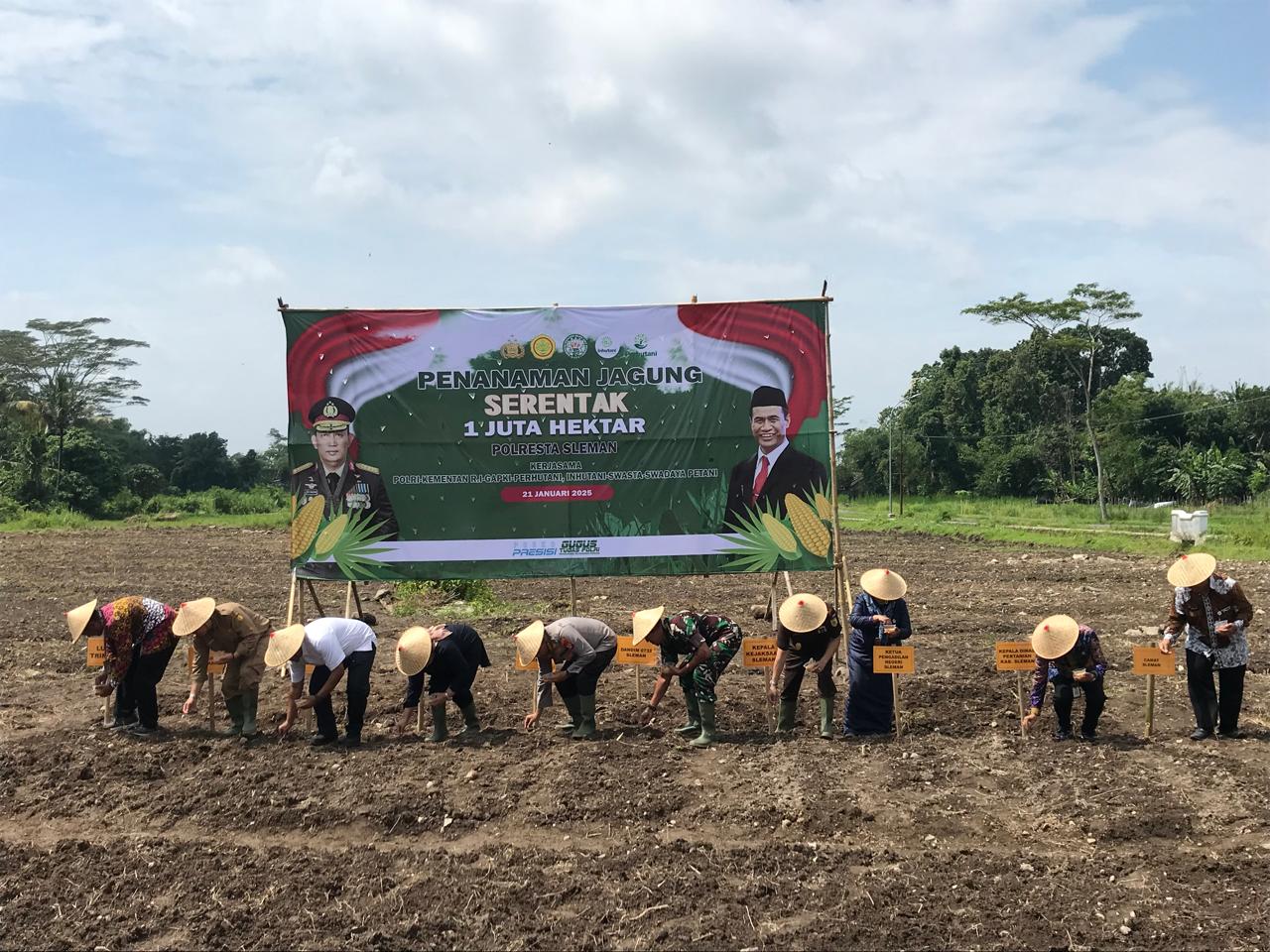 Dukung Swasembada Pangan Nasional, Polresta Sleman Tanam Jagung di Trimulyo