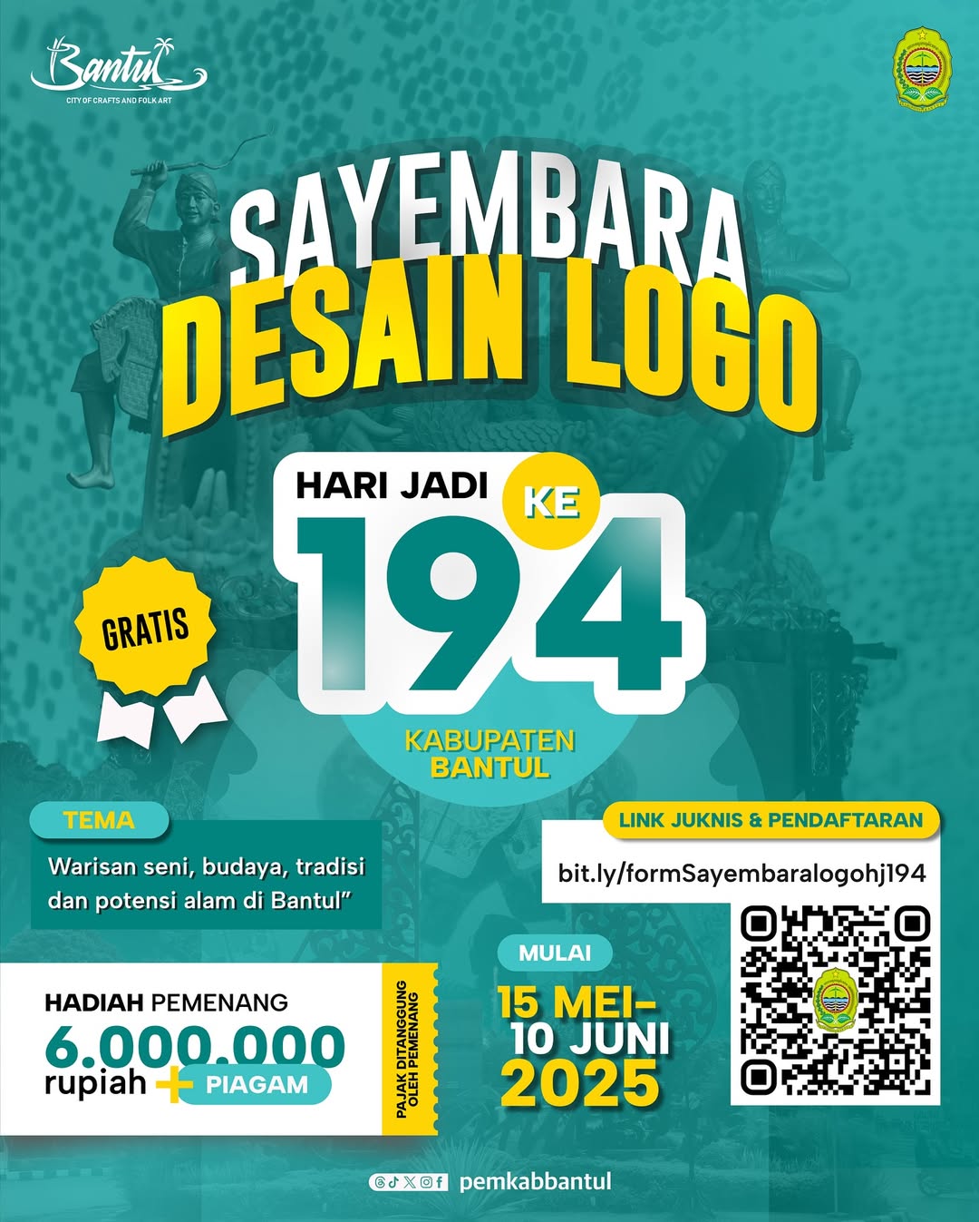 Warga Bantul Merapat! Ada Sayembara Desain Logo Hari Jadi Berhadiah Jutaan Rupiah, Begini ...