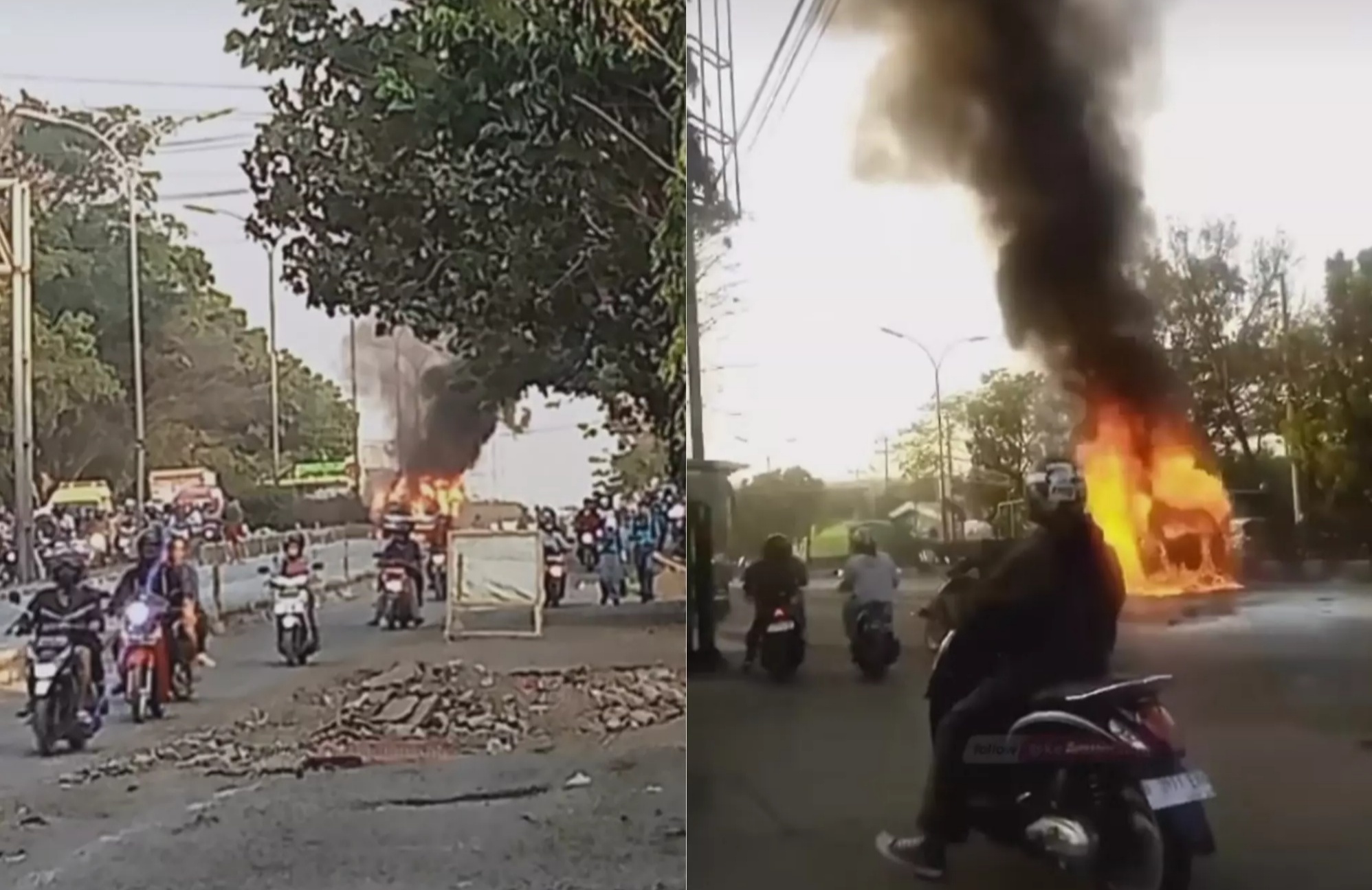 Sebuah mobil terbakar di Semarang hari ini 