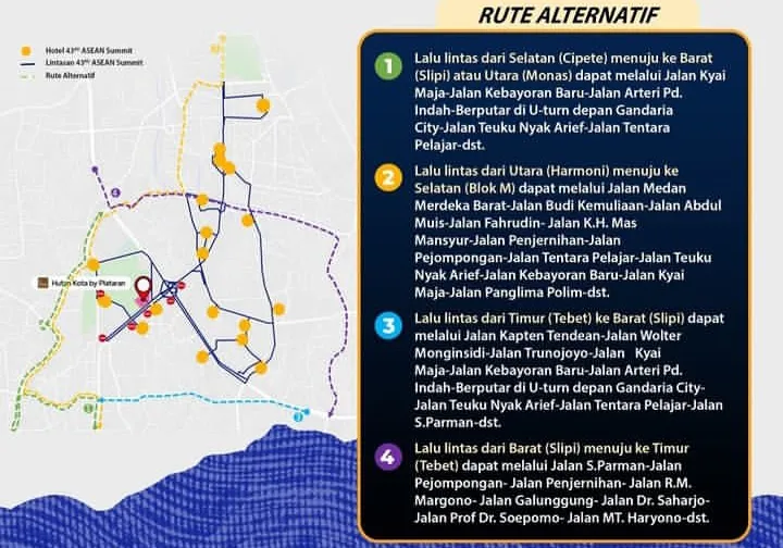 Rekayasa lalu lintas KTT ASEAN di Jakarta hari ini 