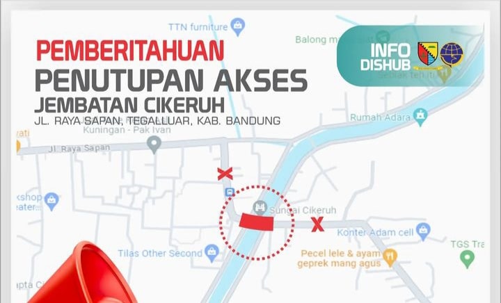 Info penutupan jalan di Kabupaten Bandung 