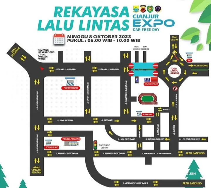 Info Pengalihan Arus Lalu Lintas di Cianjur 8 Oktober 2023, Ada Kegiatan Expo Car Free Day