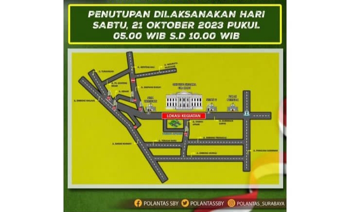Info penutupan jalan di Surabaya 
