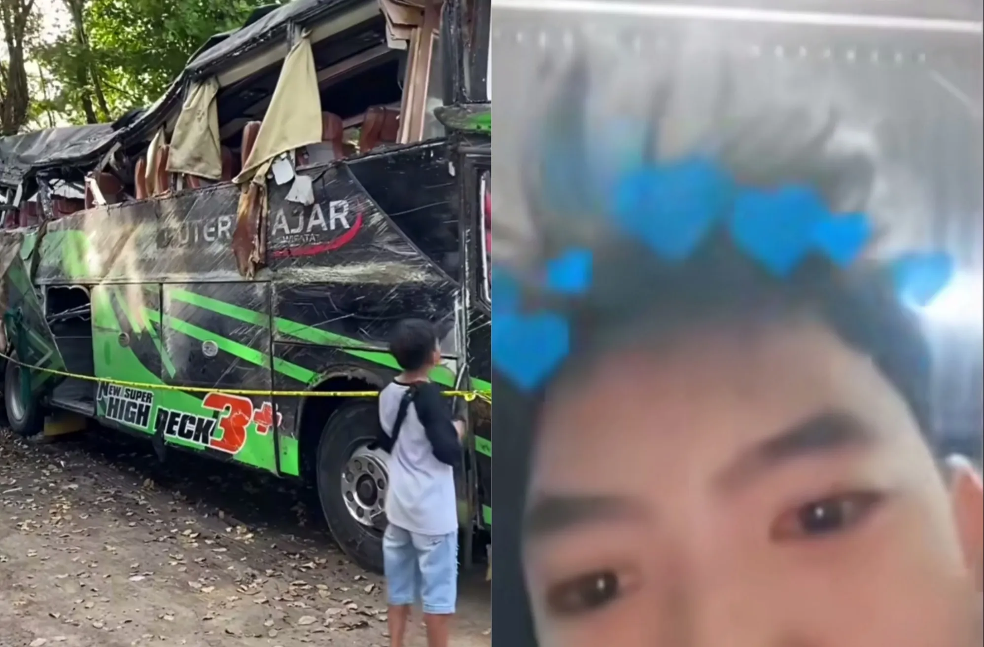 Detik-detik Kecelakaan Bus di Ciater Subang Terekam Saat Live Streaming