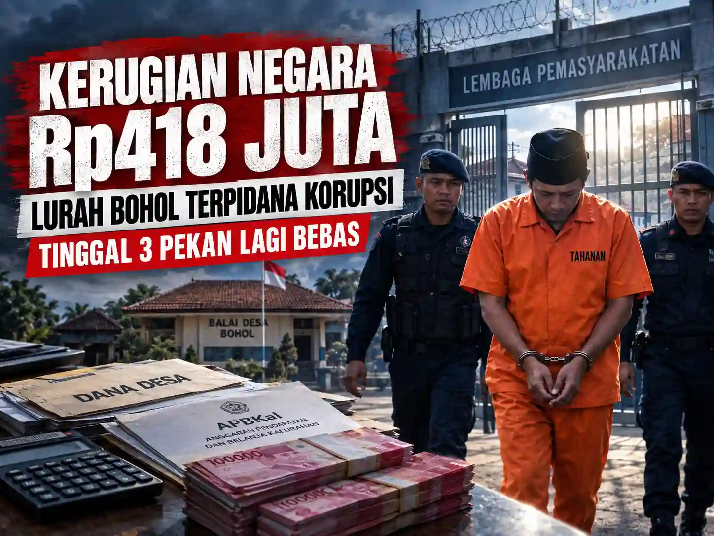 Kerugian Negara Rp418 Juta, Lurah Bohol Terpidana Korupsi Tinggal 3 Pekan Lagi Bebas