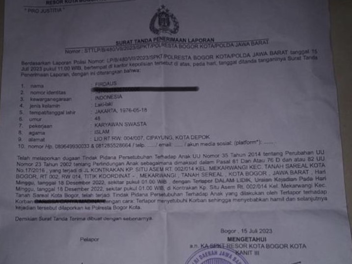 Update kasus pria hamili anak tiri di Bogor