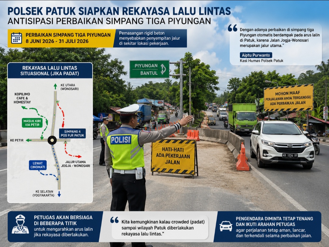 Antisipasi Macet Dampak Perbaikan Jalan Jogja-Wonosari, Polsek Patuk Siapkan Rekayasa Jalur