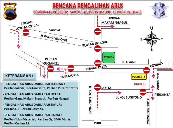 Pengalihan Arus di Pati Sambut Porprov 2023