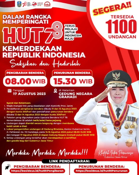 cara daftar undangan upacara 17 Agustus 2023 di Jawa Timur