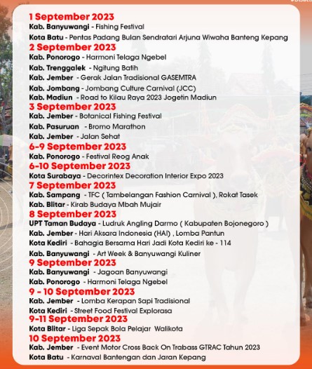 jadwal event Jawa Timur 7-15 September 2023