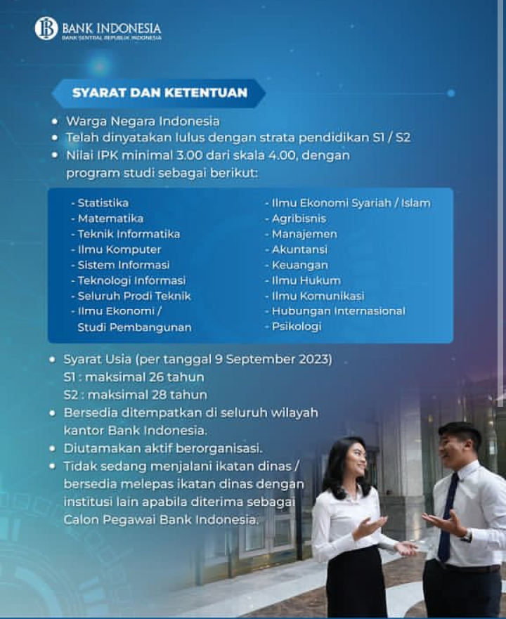 Seleksi Calon Pegawai Bank Indonesia Dibuka, Simak Syarat Hingga Cara Daftarnya 