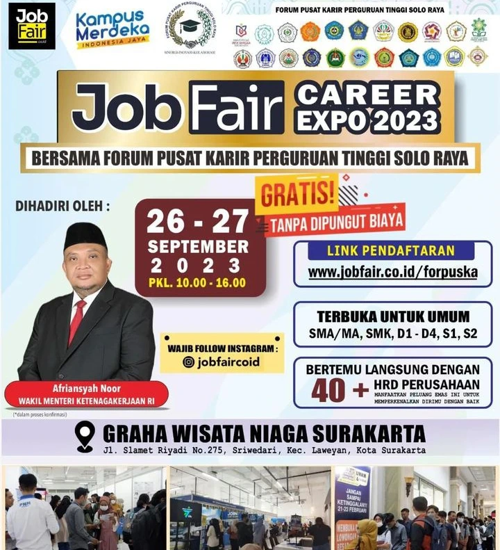 Jadwal Job Fair Career Expo 2023 Surakarta, Ada 40 Perusahaan Lebih Buka Lowongan SMA Hingga S2