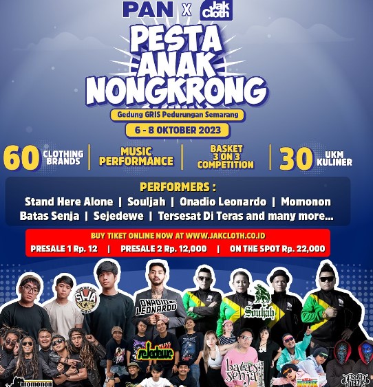 Jadwal Lengkap Konser Pesta Anak Nongkrong JakCloth di Semarang 6-8 Oktober 2023