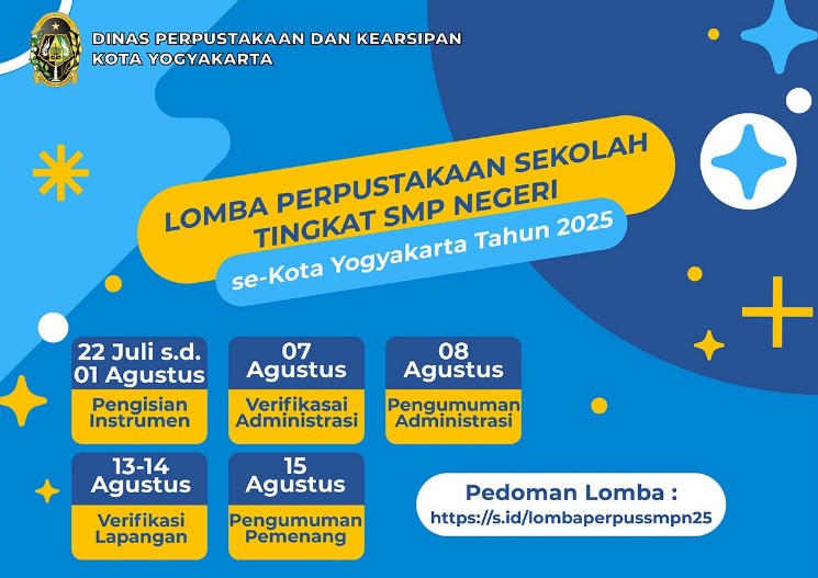 Lomba Perpustakaan Sekolah 2025 Kembali Hadir! Bisa Diikuti Jenjang SMP Negeri se-Kota Yogyakarta