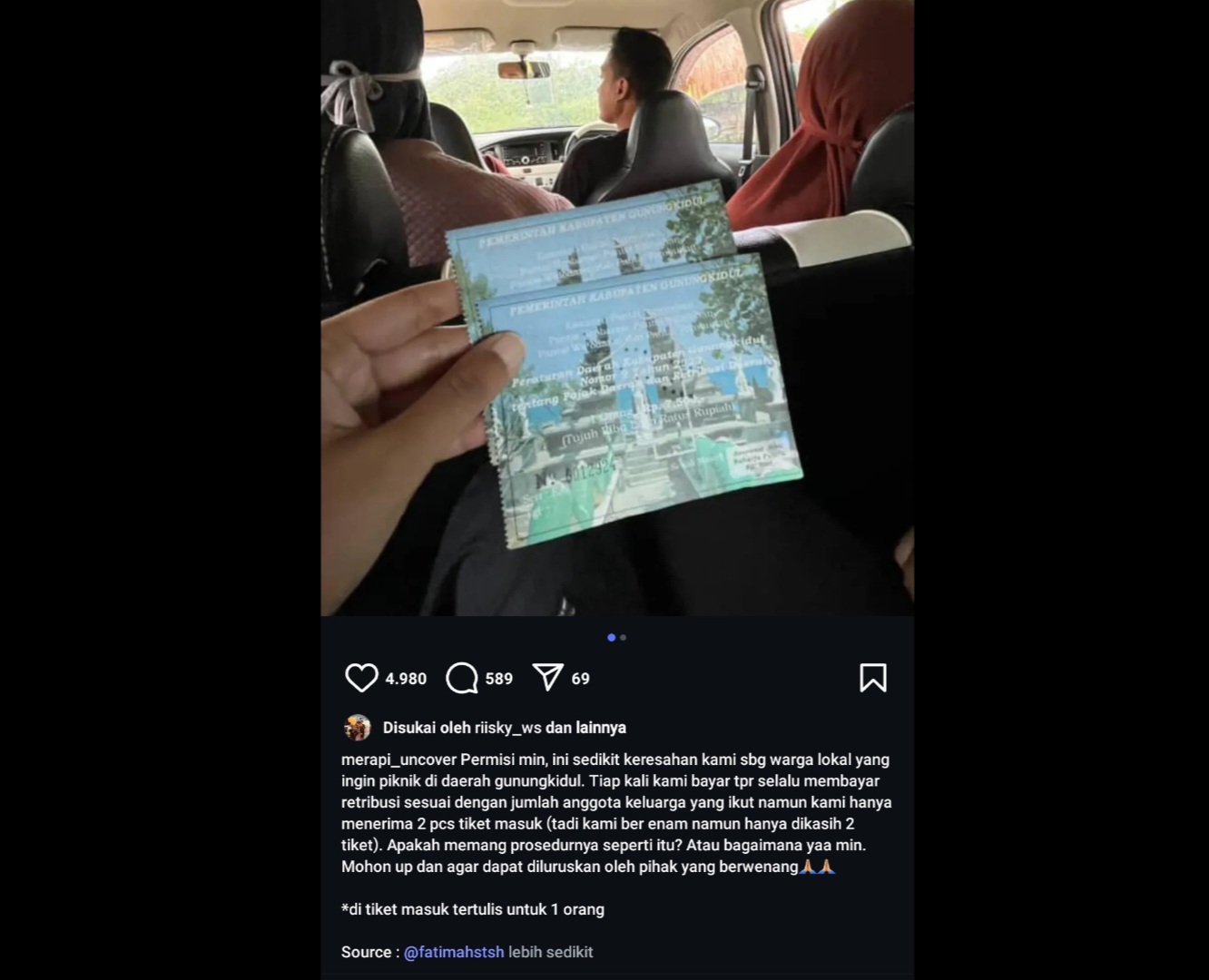 Viral Postingan Wisatawan Diberi Karcis Tak Sesuai Jumlah yang Dibayarkan, Ini Langkah Dispar ...