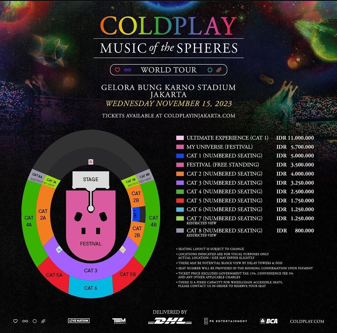 harga tiket konser Coldplay di Jakarta