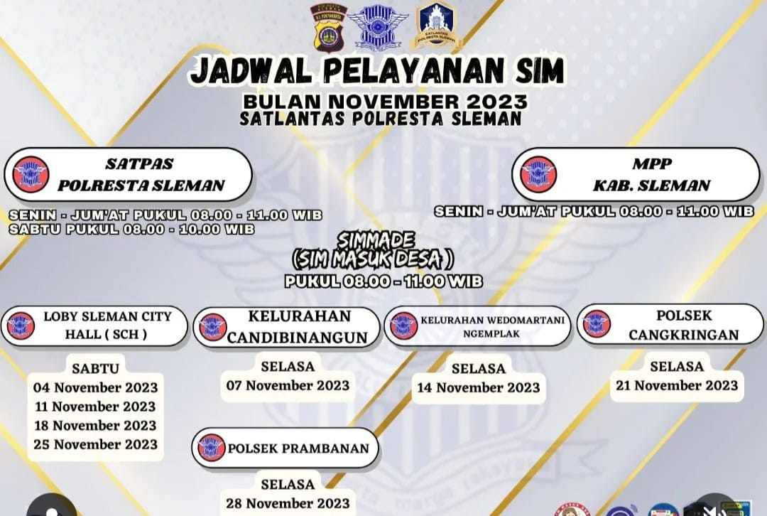 Jadwal SIM Keliling Sleman November 2023, Cek Lokasi SIMMADE Bulan Ini