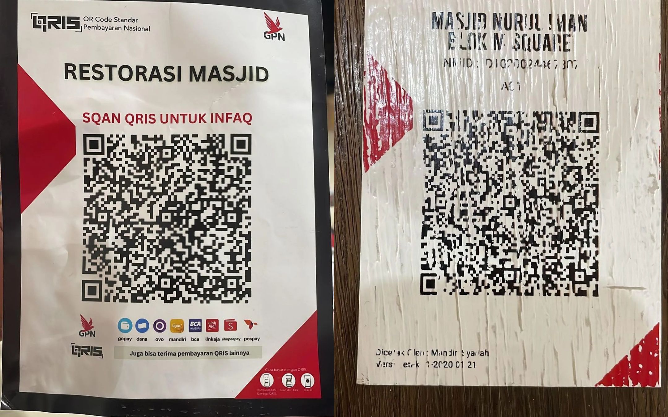 Penipuan barcode Qris kotak amal di masjid