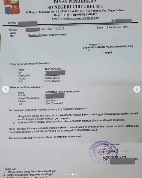 guru honorer di Bogor dipecat Kepala Sekolah