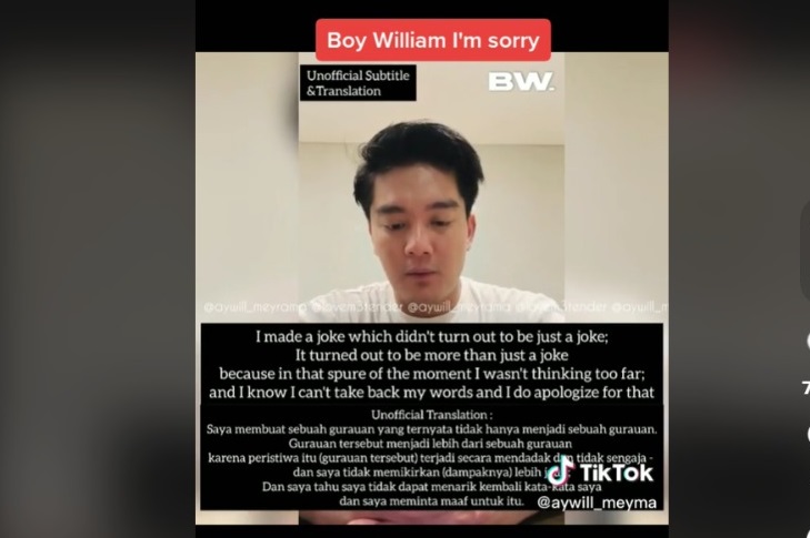 Permintaan maaf Boy William
