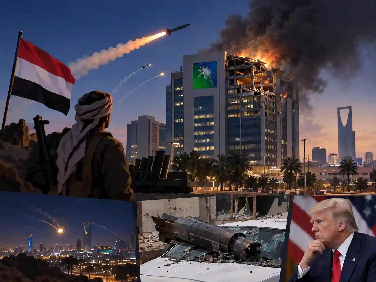 Pejuang Houthi Serang Kantor Pusat Aramco di Arab Saudi, Trump Pertimbangkan AS Turun ...
