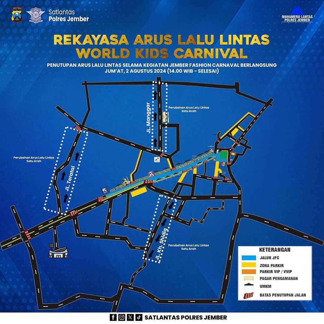 Penutupan Jalan di Jember 2 Agustus 2024