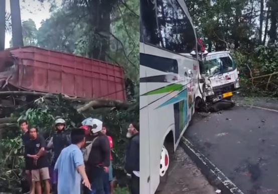 Kecelakaan di Jalan Cianjur-Cipanas Hari ini Libatkan Bus, Truk, dan Motor