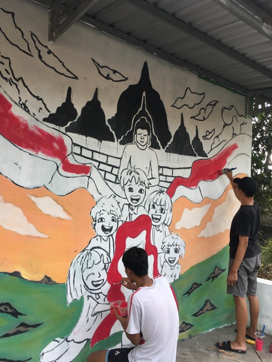 Apresiasi Sumpah Pemuda, Mahasiswa KKN UNY Lukis Mural di Magelang