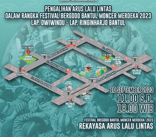 Info Penutupan Jalan di Bantul 10 September 2023 untuk Acara Festival Bregodo di Lapangan Dwiwindu