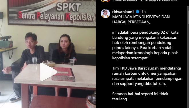 Ridwan Kamil Buka Suara Soal Pendukung Prabowo Dipukuli di Bandung